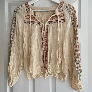 american egale cream embroidered blouse
